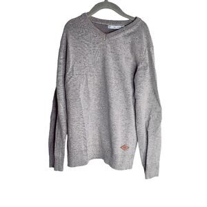Gemo‎ Boys Size 10 Heather Gray V Neck Pullover Sweatshirt with Elbow Patches